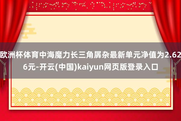 欧洲杯体育中海魔力长三角羼杂最新单元净值为2.626元-开云(中国)kaiyun网页版登录入口