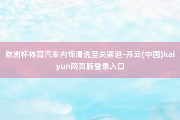 欧洲杯体育汽车内饰清洗至关紧迫-开云(中国)kaiyun网页版登录入口