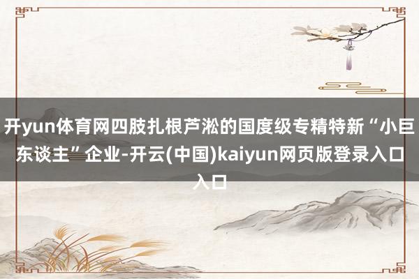 开yun体育网四肢扎根芦淞的国度级专精特新“小巨东谈主”企业-开云(中国)kaiyun网页版登录入口