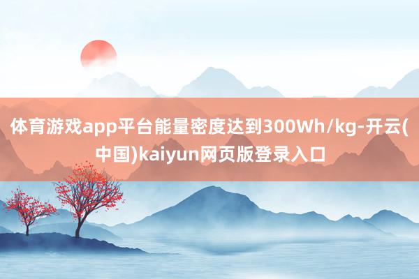 体育游戏app平台能量密度达到300Wh/kg-开云(中国)kaiyun网页版登录入口