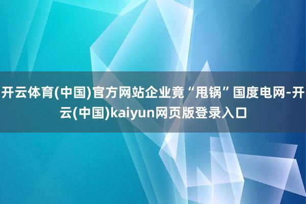 开云体育(中国)官方网站企业竟“甩锅”国度电网-开云(中国)kaiyun网页版登录入口
