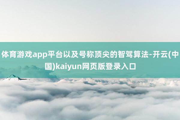 体育游戏app平台以及号称顶尖的智驾算法-开云(中国)kaiyun网页版登录入口