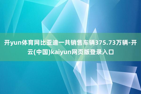 开yun体育网比亚迪一共销售车辆375.73万辆-开云(中国)kaiyun网页版登录入口